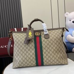 Beige and dark brown matching bag