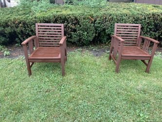Two Elegant Wooden Patio Chairs