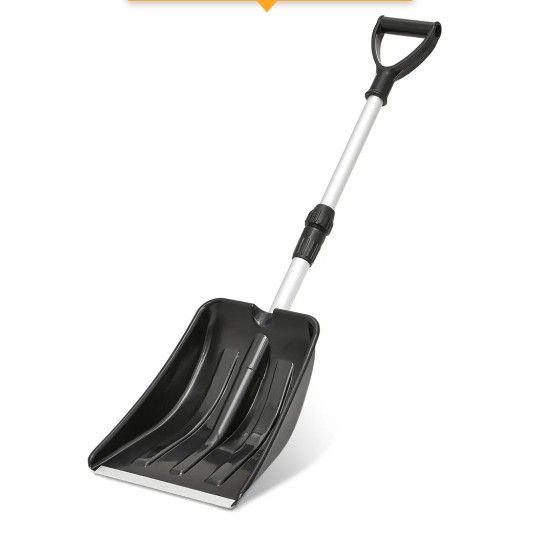 Extendable Snow Shovel, Light Weight Polypropylene Blade with Aluminum Edge, Multifunctional & Compact Emergency Snow Shovel for Cars, Snowm