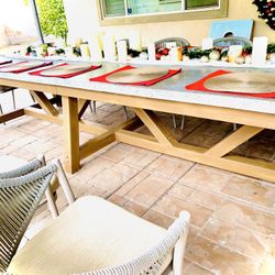 12’ Custom Concrete And Wood Outdoor Table 