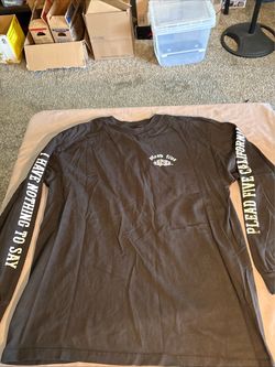 Pleads 5 Plead Five Black Long Sleeve Graphic T-Shirt XL “I Have Nothing To Say”