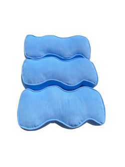 New Set of 3 Blue Corduroy Wavy Cushions, 20” x 8” x 4”