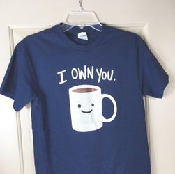 Coffee Owns You Graphic Navy Blue T-Shirt