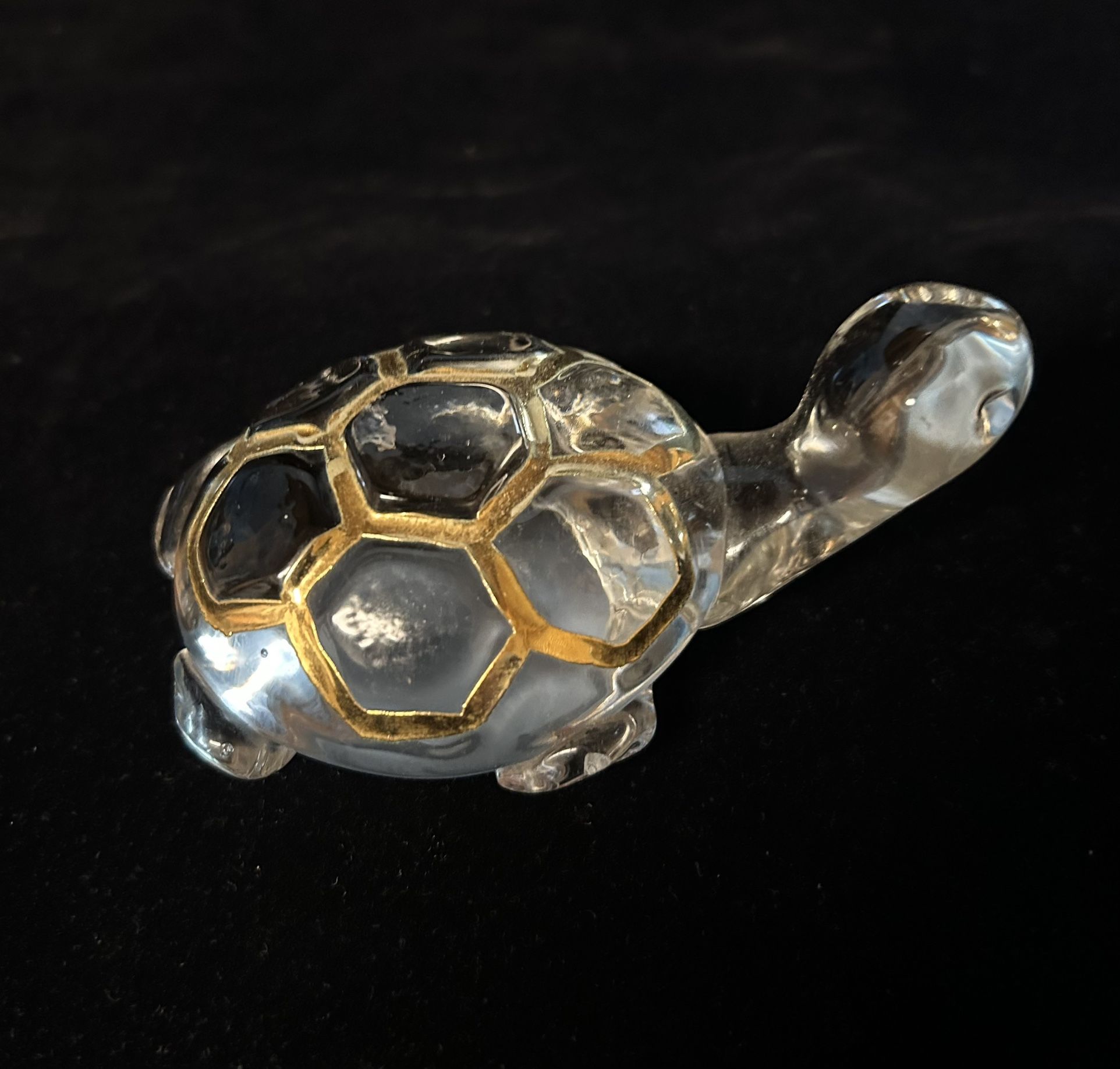 Crystal Turtle Paperweight w/ Gold Trim