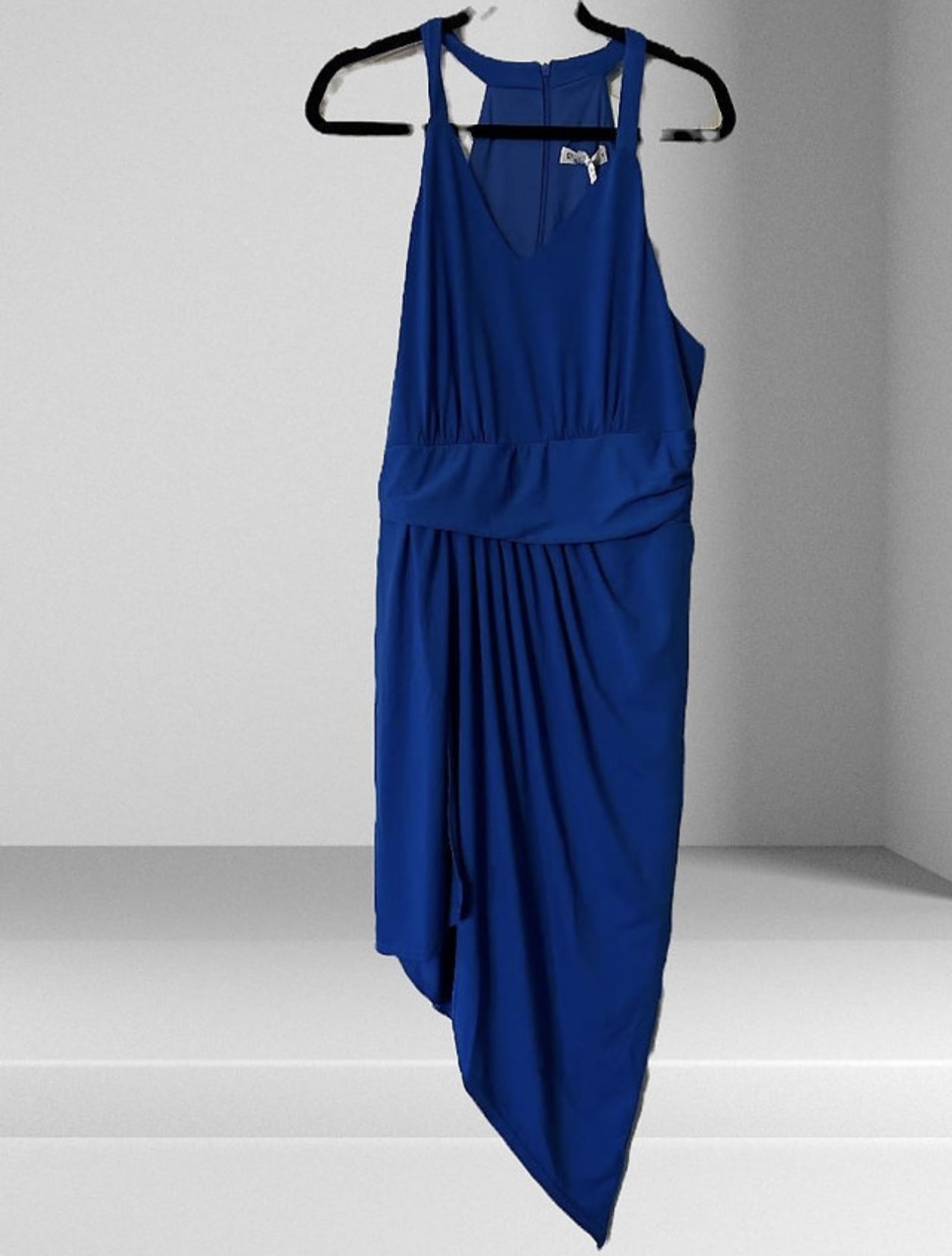 Brand New (Size XL) Royal Blue V-Neck Sleeveless Asymmetrical Dress