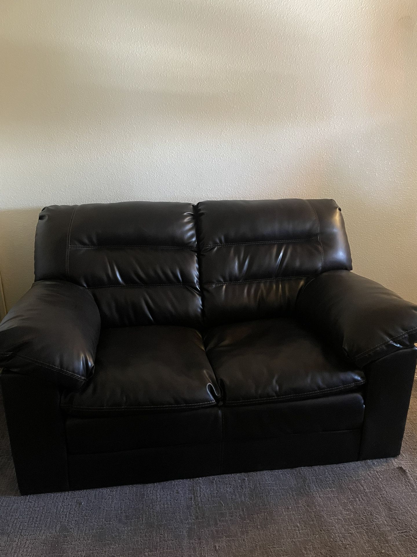 Leather Loveseat And Matching Recliner Chair