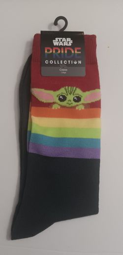 Star Wars Pride Collection Crew Socks, Yoda, Men/Women's, 6.5-12