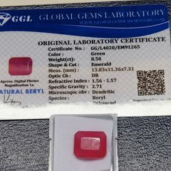 8.50ct Red Beryl [Emerald] Emerald Cut Loose Crystal Gemstone 
