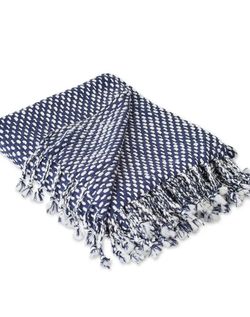 Dii Navy & White Textured Acrylic Throw