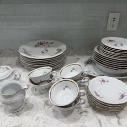 Vintage Wawel Poland Fine Porcelain China Set – Pink Rose Pattern