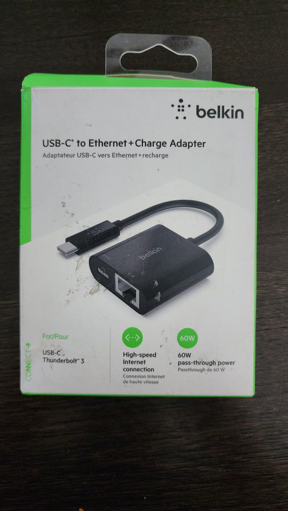 USB-C to Ethernet + Charge Adapter New