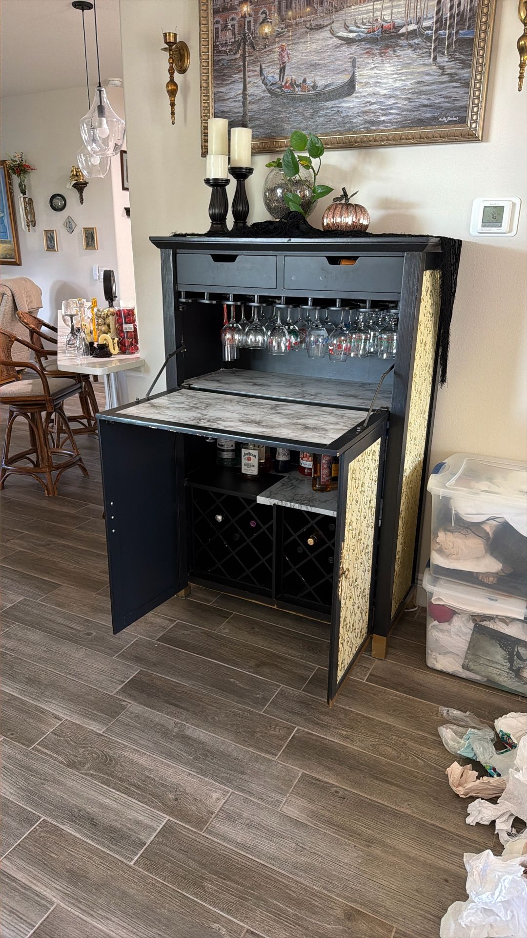 Large Solid Wood Bar Cabinet