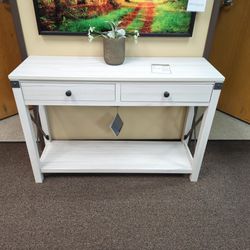 New White Finish Sofa Console Entry Table