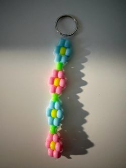 Flower Pony Bead Keychain