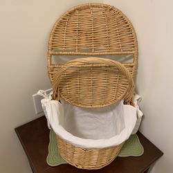 Antique Wicker Picnic Basket - Excellent Condition