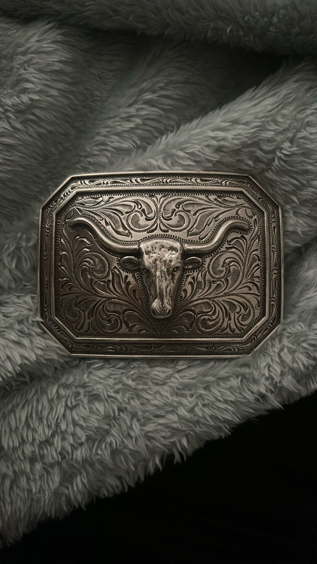 A Silver Longhorn Belt Buckle  