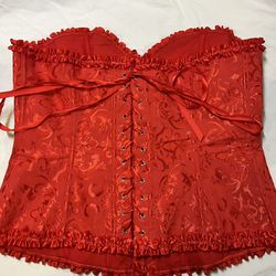 Red Lace Up Corset 