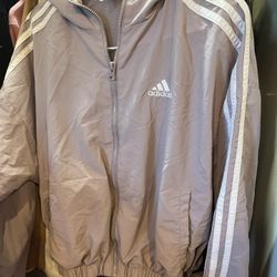 Adidas light purple windbreaker jacket