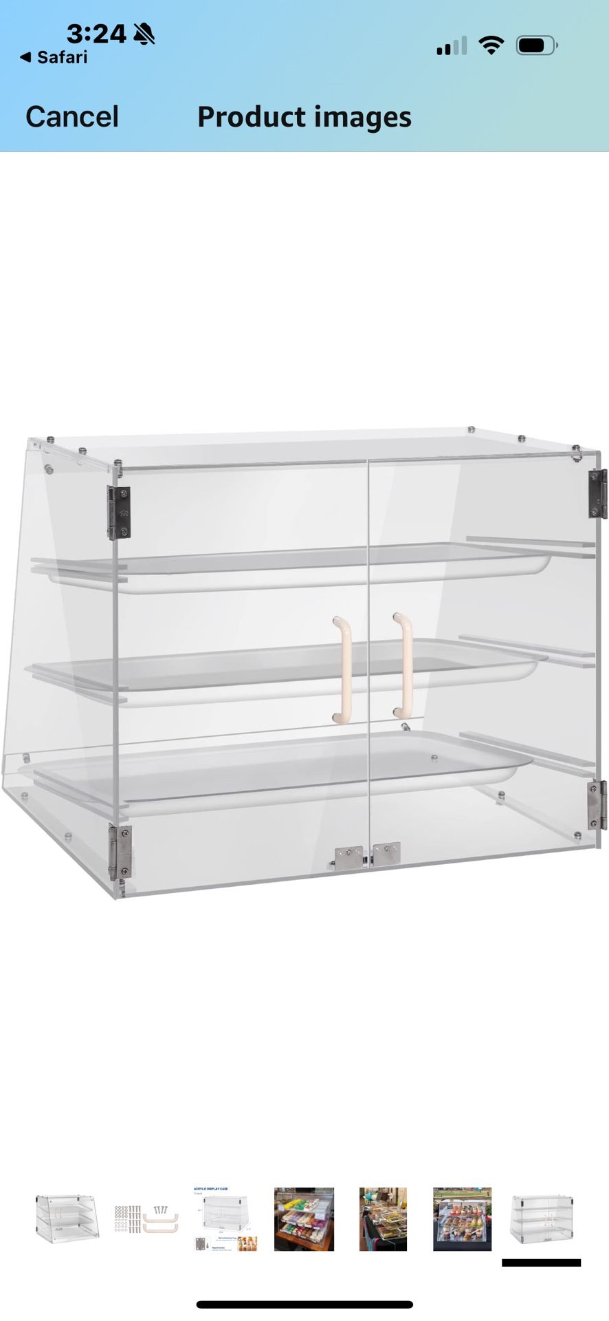 3 Tray Pastry Display Case - 21x17.75x16.5" Countertop Bakery Showcase