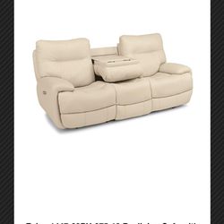 Flexsteel Evian Leather Power Reclining Loveseat with Console