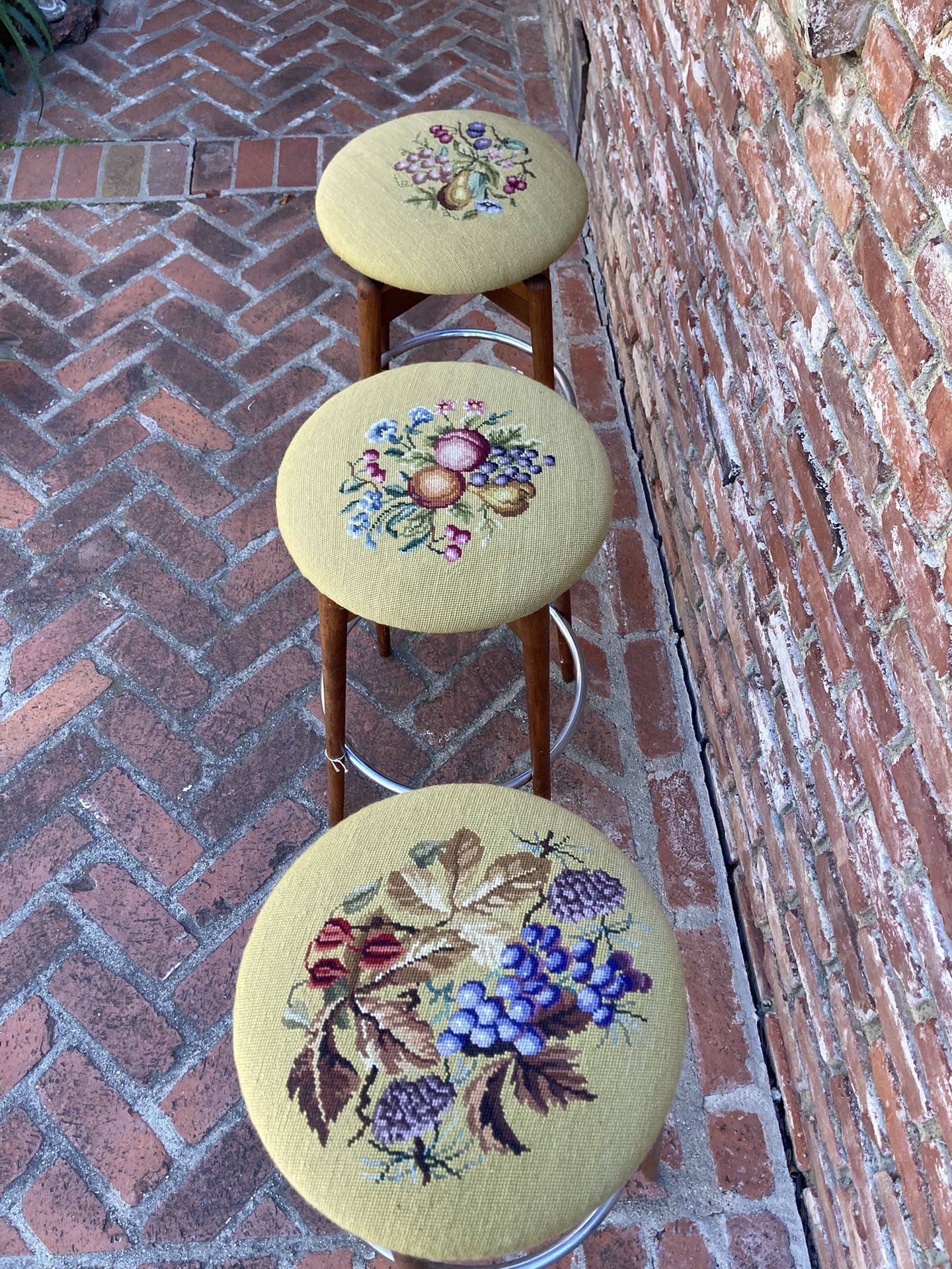 3 Vintage Mid Century Stools