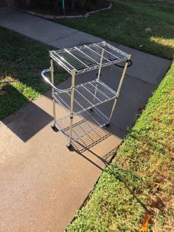 3-tier chrome wire rolling utility cart