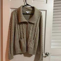 Womens St Johns Bay Cable Knit Button Sweater Cardigan Size Medium 