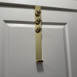 Large gold Christmas wreath holder with bells