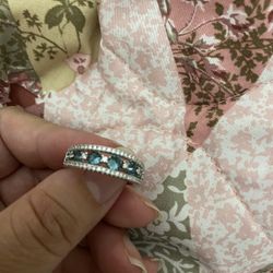 Women Fashion Blue Saphire Wedding Ring Size 9