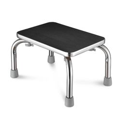 Medical Single Step Stool Footstool Chrome Steel Non-skid Rubber - Health Essentials - Spring Sale
