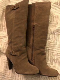 BCBG Tan Sueded Leather Boots