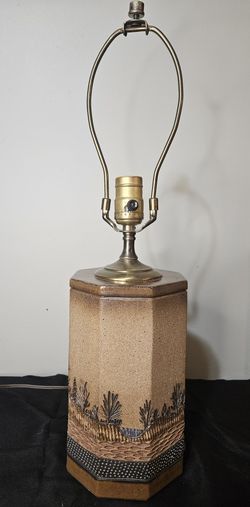 Vintage Stoneware Forest Valley Lamp - Ron Lederer Signed