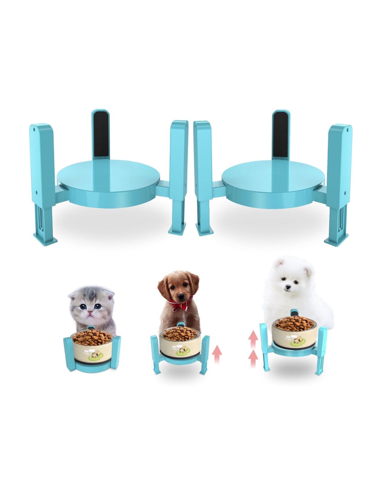 Upgraded Elevated Dog Bowls Standfor Small Cats and Dogs,2 Pack Height and Width Adjustable Raised Dog Bowl Stand,Elevated Pet Water & Food Bowl,Non-S