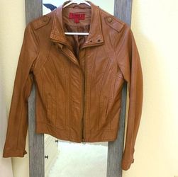 Coffeeshop Red Faux Leather Jacket (Santafeny) ▪︎ Coffee/Dark Caramel ▪︎ Size: S