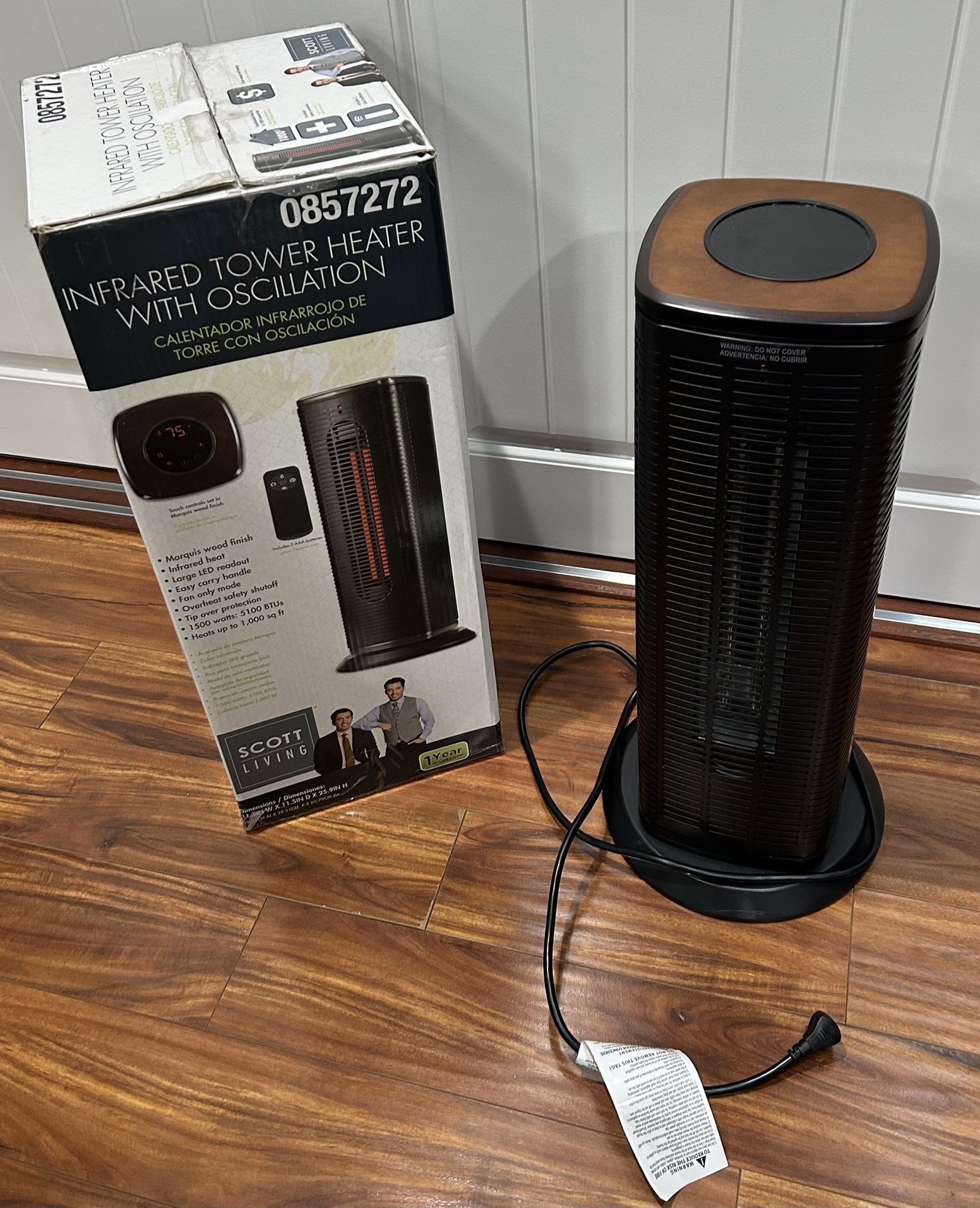 Scott Living Infrared Tower Heater w/ Oscillation + Remote