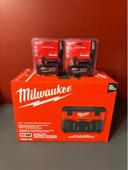 Brand New Milwaukee M18 2-Gal Vacuum Kit With TWO 5.0Ah Batteries