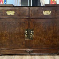 Burlwood bar cabinet