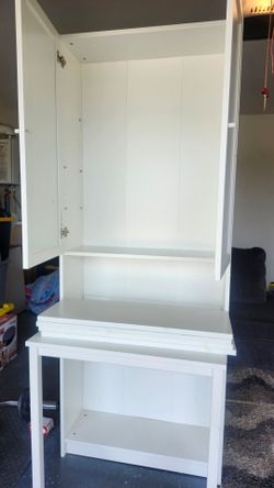 White Wood Storage Cabinet with Shelves