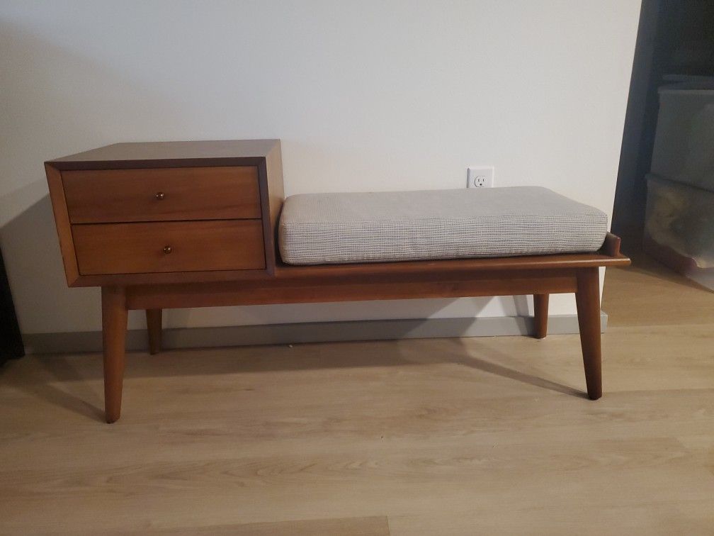 Mid Century Entry Bench With Storage 