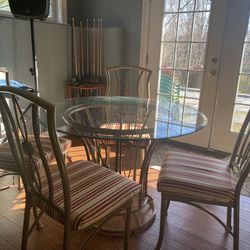 Metal Glass Table And Chairs 