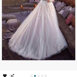 Brand New Long Lace Sleeve Wedding Gown