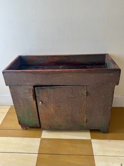 Antique Rare 19th Century Primitive Painted Dry Sink Farmhouse Green Milk Paint