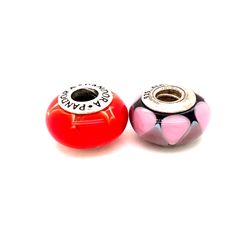 Pandora Red Orange And Purple Murano Charms