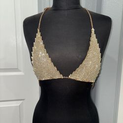 Tops for Women Crystal Diamonds Boob Bra Party Club Metal Strap