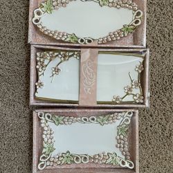 Designs Ceramic Serving Platter Dish Trinkets Floral Design 