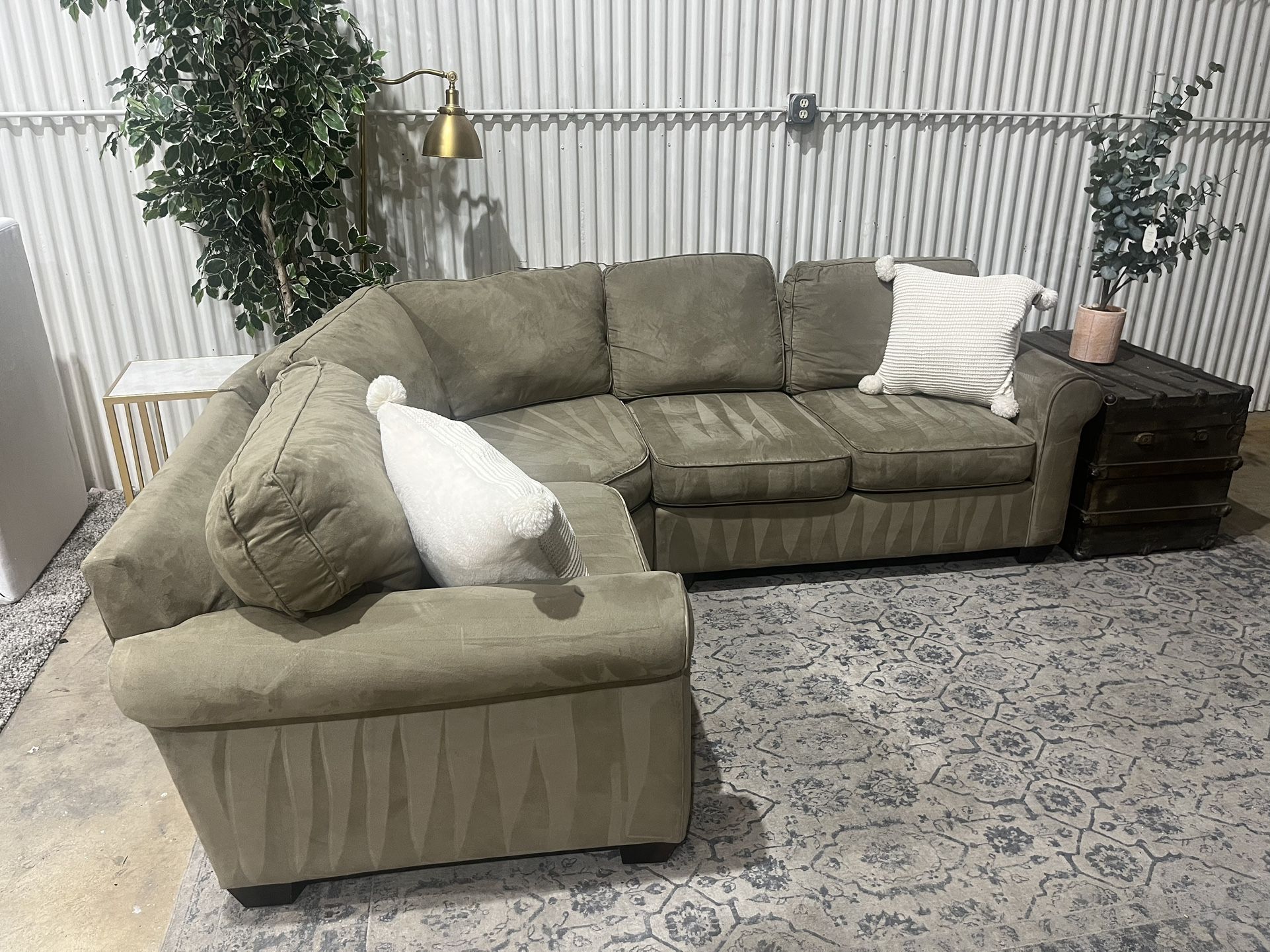 Pottery Barn Sectional Sofa Couch - 3pcs - Microsuede - Grey/taupe - Cleaned - Delivery Available
