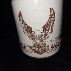Vintage 1980s HARLEY DAVIDSON Stoneware Mug THE EAGLE SOARS ALONE

