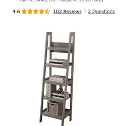 Washed Gray Homenations Barrington 72’’ H 5 - Shelf Ladder Bookcase 
