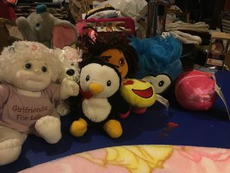 Seven stuffed animals