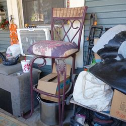 Chairs And Metal Table/Glass/3 Bar Stools 